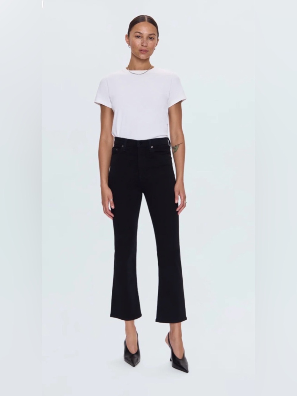PISTOLA Lennon High Rise Cropped Bootcut Jeans Noir Black 28